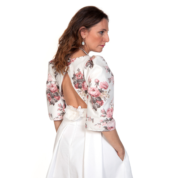 Vintage Floral top - βαμβάκι, ανοιξιάτικο, λουλούδια, φλοράλ, romantic, βάπτιση - 4