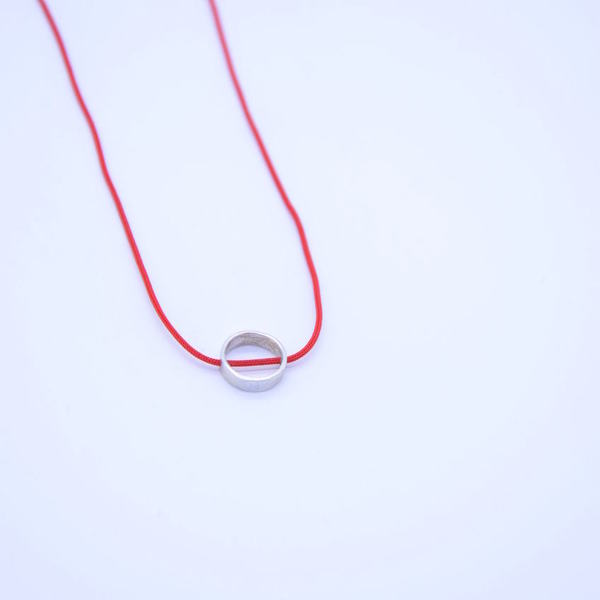 "Littlel circle" necklace /χειροποίητο κολιέ "κύκλος" - ιδιαίτερο, μοναδικό, γυναικεία, ασήμι 925, κύκλος, δώρο, κολιέ, κορδόνια, γεωμετρικά σχέδια, χειροποίητα, minimal - 2