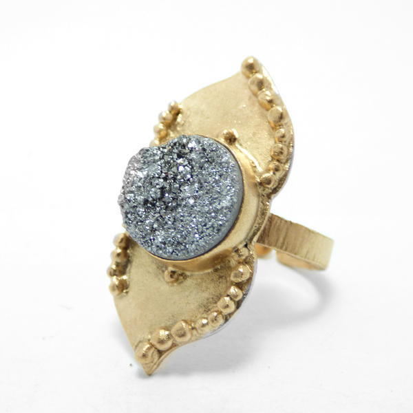 " Druzy Vicrorian Ring" - Χειροποίητο επίχρυσο δαχτυλίδι με Druzy Αχάτη! - statement, ημιπολύτιμες πέτρες, ημιπολύτιμες πέτρες, chic, handmade, βραδυνά, fashion, vintage, κλασσικό, design, ιδιαίτερο, μοναδικό, μοντέρνο, γυναικεία, επιχρυσωμένα, επιχρυσωμένα, ορείχαλκος, sexy, ανοιξιάτικο, σύρμα, donkey, gothic style, δαχτυλίδια, χειροποίητα, δώρα, romantic, απαραίτητα καλοκαιρινά αξεσουάρ, κλασσικά, γυναίκα, unisex, unique, αυξομειούμενα