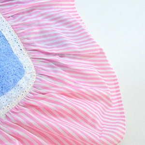 Baby blue with pink stripes - βαμβάκι, δαντέλα, ιδιαίτερο, καλοκαίρι, πετσέτα, χειροποίητα, παραλία, θάλασσα, must, ξεχωριστό