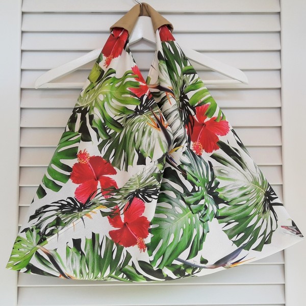 "tropical" τσάντα+τσαντάκι - καλοκαιρινό, καλοκαίρι, ώμου, λουλούδια, πετσέτα, τσάντα, χειροποίητα, summer, παραλία, φλοράλ, αξεσουάρ, minimal, δερματίνη