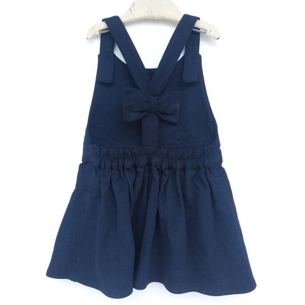 Σαλοπέτα Υ μπλέ σκούρο με φιόγγο - βαμβάκι, κορίτσι, παιδικά ρούχα, 1-2 ετών - 2