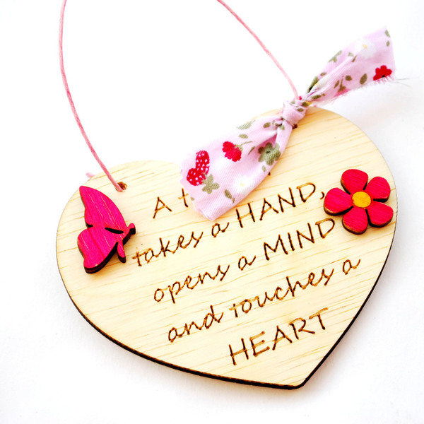 Διακοσμητική καρδιά με μήνυμα για δάσκαλο - διακοσμητικό, καρδιά, σχολικό, ξύλινο, δώρα για δασκάλες