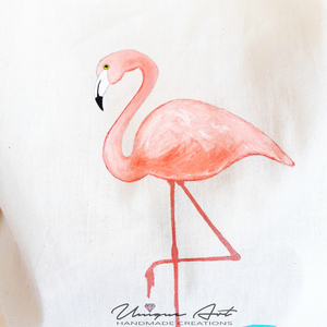 Tote Bag Flamingo! - ύφασμα, chic, ζωγραφισμένα στο χέρι, καλοκαίρι, ώμου, τσάντα, μεγάλες, παραλία, all day, απαραίτητα καλοκαιρινά αξεσουάρ, must αξεσουάρ, unique, flamingos, θαλάσσης, tote, πάνινες τσάντες, φθηνές - 5