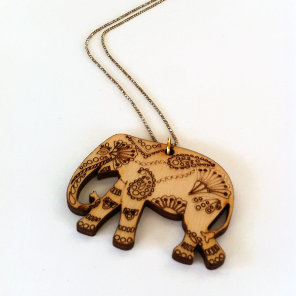 Κολιέ "Wooden Elephant" - αλυσίδες, ξύλο, ιδιαίτερο, μοναδικό, μοντέρνο, γυναικεία, κολιέ, χειροποίητα, ελεφαντάκι, unique, boho - 3