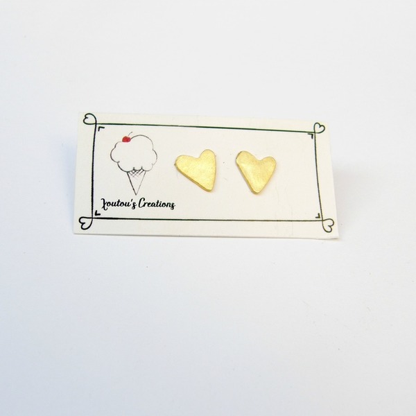 Καρδούλες σκουλαρίκια - επιχρυσωμένα, ασήμι 925, καρδιά, cute, σκουλαρίκια, χειροποίητα, ασημένια
