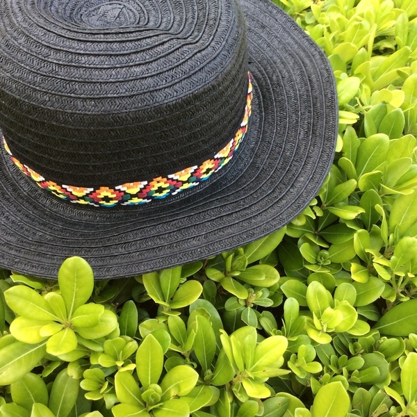 Καπέλο Boho black hat - απαραίτητα καλοκαιρινά αξεσουάρ, αξεσουάρ παραλίας, ψάθινα - 2