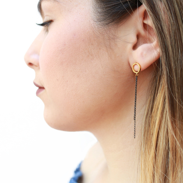 Simple chain earrings - ασήμι, αλυσίδες, αλυσίδες, chic, μοντέρνο, επιχρυσωμένα, ασήμι 925, σκουλαρίκια, γεωμετρικά σχέδια, χειροποίητα, minimal - 2