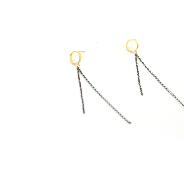 Simple chain earrings - ασήμι, αλυσίδες, αλυσίδες, chic, μοντέρνο, επιχρυσωμένα, ασήμι 925, σκουλαρίκια, γεωμετρικά σχέδια, χειροποίητα, minimal - 4