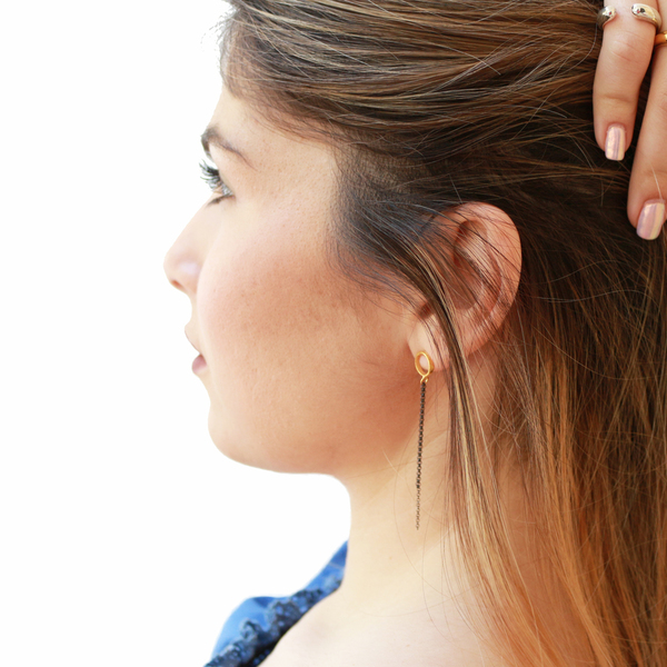 Simple chain earrings - ασήμι, αλυσίδες, αλυσίδες, chic, μοντέρνο, επιχρυσωμένα, ασήμι 925, σκουλαρίκια, γεωμετρικά σχέδια, χειροποίητα, minimal - 5