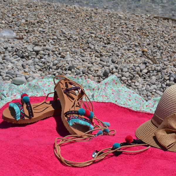 Mint floral beach towel - βαμβάκι, chic, δαντέλα, καλοκαίρι, κορίτσι, πετσέτα, χειροποίητα, summer, παραλία, romantic, απαραίτητα καλοκαιρινά αξεσουάρ, must αξεσουάρ, unique, δώρα για γυναίκες - 3