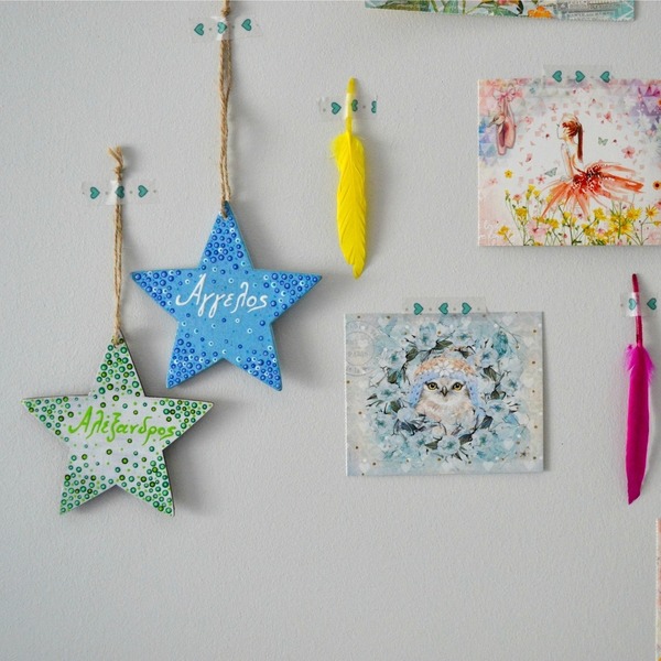 Ξύλινο αστέρι με την επιγραφή "Αστέρι μου" - διακοσμητικό, ξύλο, ζωγραφισμένα στο χέρι, διακόσμηση, ακρυλικό, χειροποίητα, είδη διακόσμησης, διακοσμητικά, για παιδιά - 4