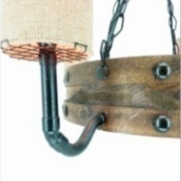 Loft chandelier - handmade, ξύλο, design, μοναδικό, χαλκός, μέταλλο, χειροποίητα, κρεμαστά - 2