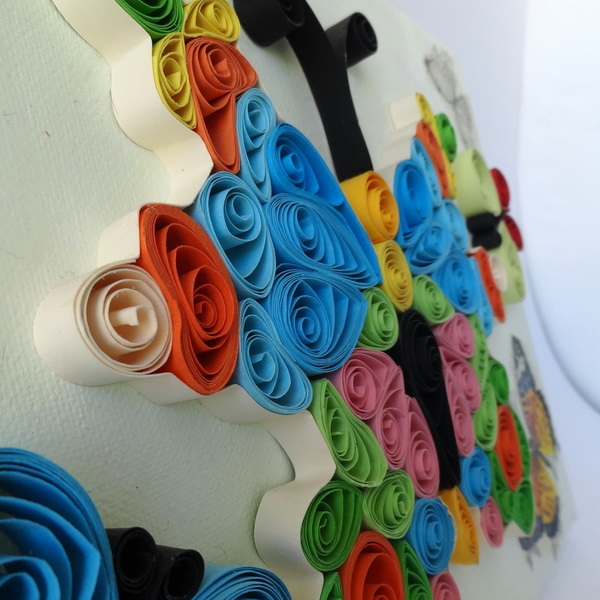 Πολύχρωμες Quilling πεταλούδες πάνω σε καμβά - handmade, διακοσμητικό, μοναδικό, καμβάς, κορίτσι, χαρτί, ντεκουπάζ, δώρο, decor, χειροποίητα, πεταλούδα, δωμάτιο, είδη διακόσμησης, είδη δώρου, γενέθλια, πεταλούδες, δώρα για γυναίκες - 4