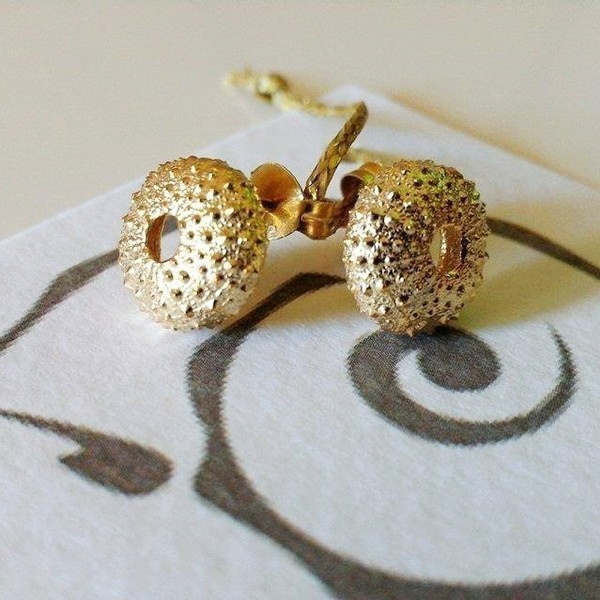 ECHINOS earrings - καλοκαίρι, επιχρυσωμένα, ασήμι 925, σκουλαρίκια, αχινός - 3