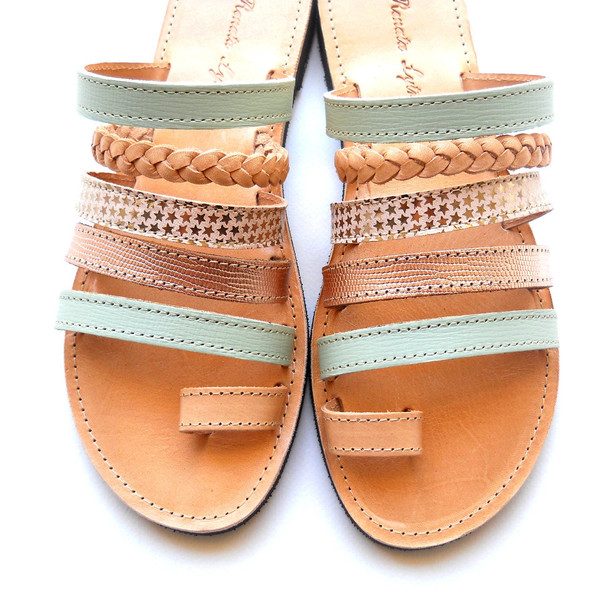 Twister Sandals - δέρμα, δέρμα, γυναικεία, σανδάλια, χειροποίητα, minimal, φλατ - 2