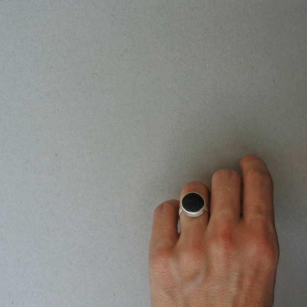 ○ Santorini II | δαχτυλίδι με πέτρα από τη Σαντορίνη, ασήμι 925 | ελληνικά νησιά - πέτρα, λάβα, ασήμι 925, χειροποίητα - 2