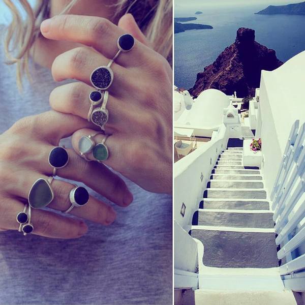 ○ Santorini I | δαχτυλίδι με πέτρα από τη Σαντορίνη, ασήμι 925 | ελληνικά νησιά - πέτρα, λάβα, ασήμι 925, χειροποίητα - 3