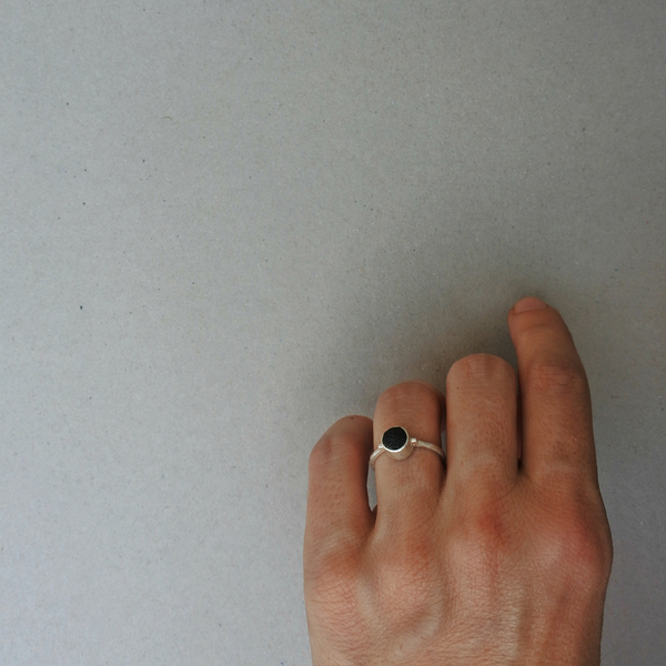 ○ Santorini IV | δαχτυλίδι με πέτρα από τη Σαντορίνη, ασήμι 925 | ελληνικά νησιά - πέτρα, λάβα, ασήμι 925, χειροποίητα - 2