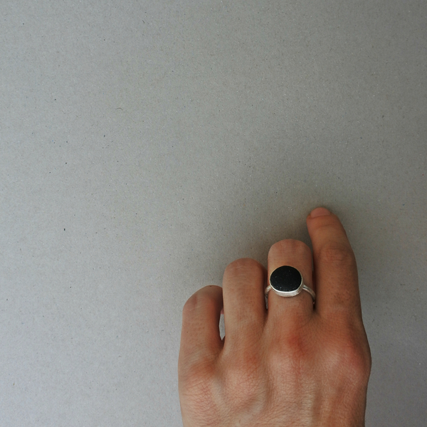 ○ Santorini VII | δαχτυλίδι με πέτρα από τη Σαντορίνη, ασήμι 925 | ελληνικά νησιά - πέτρα, λάβα, ασήμι 925, χειροποίητα - 2