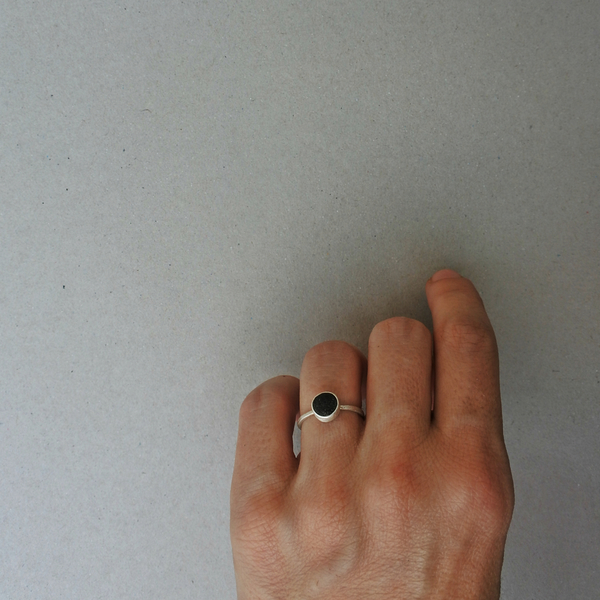 ○ Santorini IX | δαχτυλίδι με πέτρα από τη Σαντορίνη, ασήμι 925 | ελληνικά νησιά - ασήμι, πέτρα, λάβα, ασήμι 925, χειροποίητα - 2
