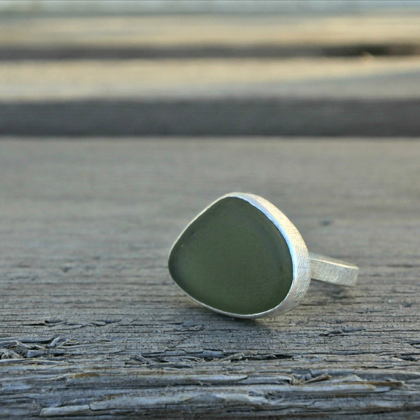 ○ sea glass I | δαχτυλίδι με γυαλί θαλάσσης, ασήμι 925 | ελληνικά νησιά - ασήμι 925, χειροποίητα