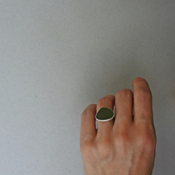 ○ sea glass I | δαχτυλίδι με γυαλί θαλάσσης, ασήμι 925 | ελληνικά νησιά - ασήμι 925, χειροποίητα - 2