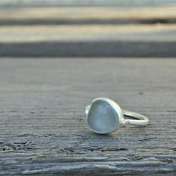 ○ sea glass III | δαχτυλίδι με γυαλί θαλάσσης, ασήμι 925 | ελληνικά νησιά - ασήμι, γυαλί, ασήμι 925, δαχτυλίδι, χειροποίητα