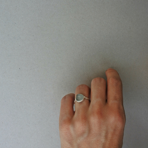 ○ sea glass III | δαχτυλίδι με γυαλί θαλάσσης, ασήμι 925 | ελληνικά νησιά - ασήμι, γυαλί, ασήμι 925, δαχτυλίδι, χειροποίητα - 2