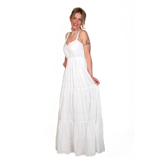 White Lace Dress - βαμβάκι, βραδυνά, δαντέλα, καλοκαιρινό, αμάνικο, γάμος, romantic, βάπτιση