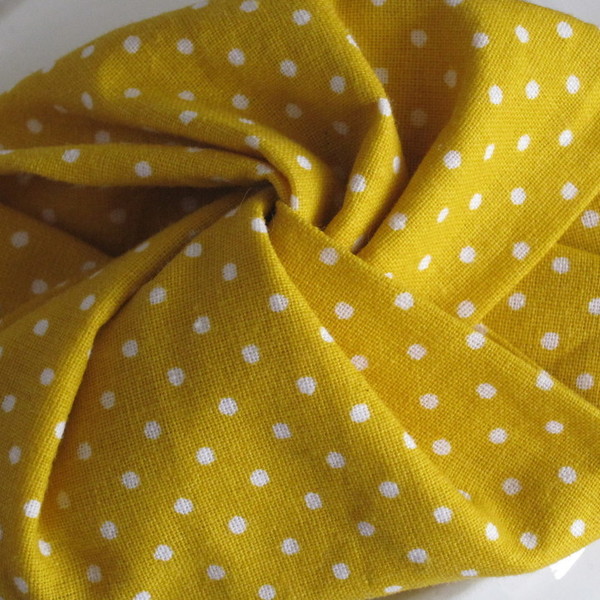 Yellow Polka Dots Headband - κορδέλα, βαμβάκι, chic, ελαστικό, πουά, χειροποίητα, απαραίτητα καλοκαιρινά αξεσουάρ, boho, για τα μαλλιά - 2