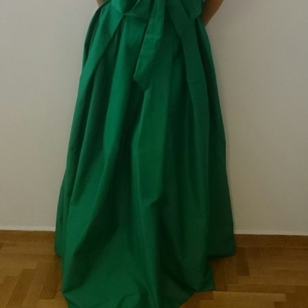 Πράσινη maxi φούστα με κουφοπιετες και τοπακι - βαμβάκι - 2
