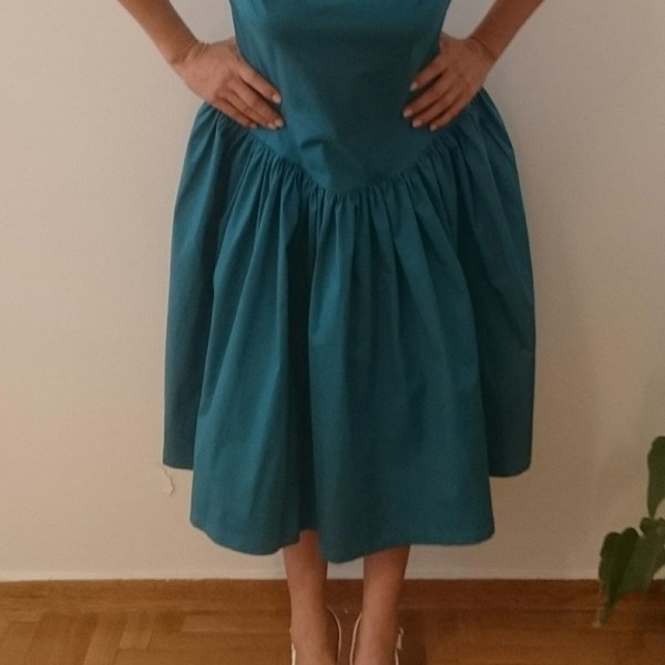 Vintage φόρεμα πετρολ - 2