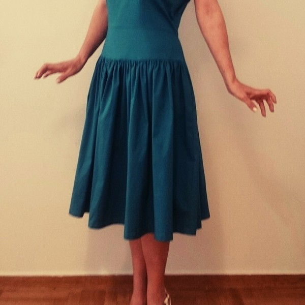 Vintage φόρεμα πετρολ - 5