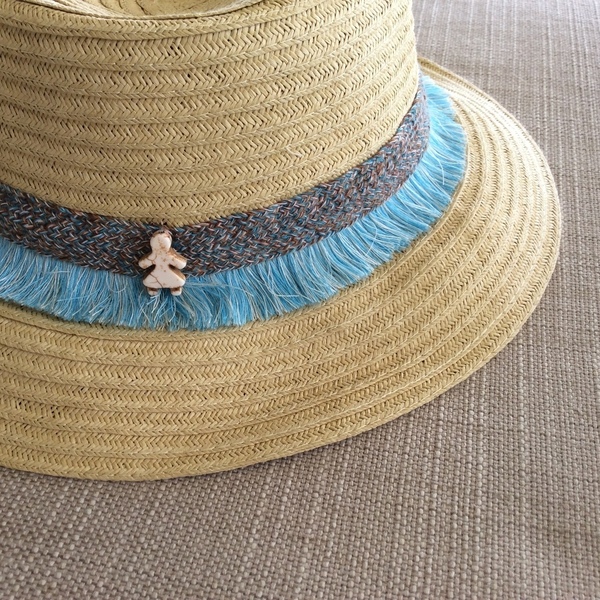 Turquoise fringe hat - καλοκαίρι, χαολίτης, ψάθα, παραλία, απαραίτητα καλοκαιρινά αξεσουάρ, κρόσσια