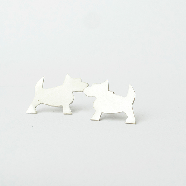 Ασημένια καρφωτά σκουλαρίκια σκύλος Westie dog - ασήμι 925, σκουλαρίκια, minimal, καρφωτά