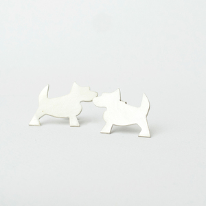 Ασημένια καρφωτά σκουλαρίκια σκύλος Westie dog - ασήμι 925, σκουλαρίκια, minimal, καρφωτά