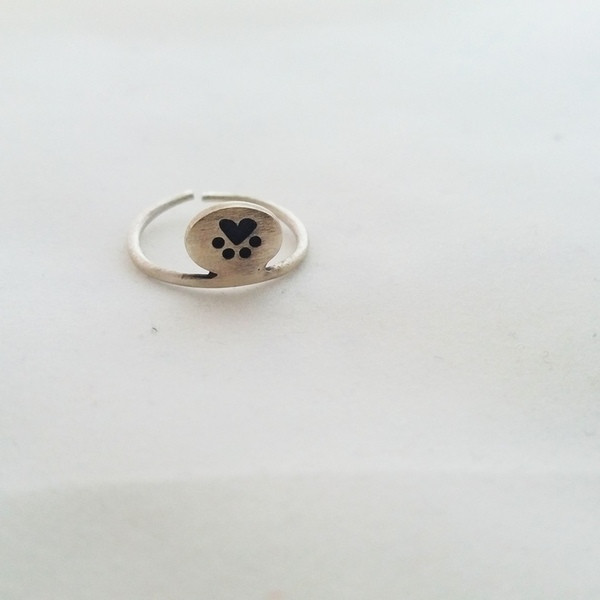 ασημένιο δαχτυλίδι animal footprints καρδούλες - animal print, γυναικεία, ασήμι 925, δαχτυλίδι, casual, αυξομειούμενα