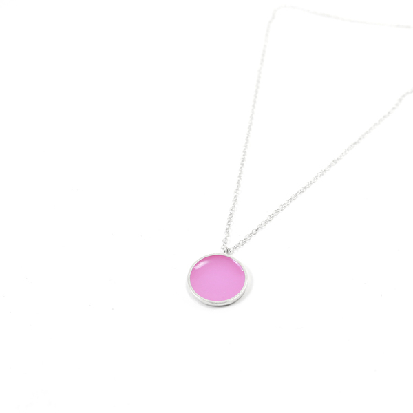 Candy necklace - baby pink - ασήμι, chic, μονόχρωμες, γυαλί, μοντέρνο, ασήμι 925, κολιέ, minimal, κοντά, κρεμαστά
