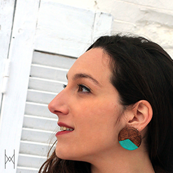 Mediterraneo Pin Earrings - ξύλο, ξύλο, ασήμι 925, σκουλαρίκια, χειροποίητα, μεγάλα σκουλαρίκια - 4