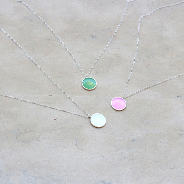 Candy necklace - Olive Green - ασήμι, chic, μονόχρωμες, γυαλί, μοντέρνο, ασήμι 925, κολιέ, minimal, κοντά, κρεμαστά - 3