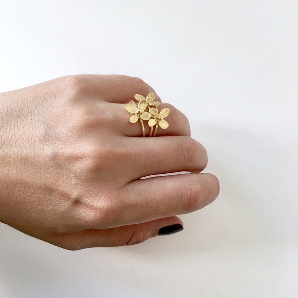 blossom δαχτυλίδι - επιχρυσωμένα, ασήμι 925, λουλούδια, δαχτυλίδι, χειροποίητα, minimal, ασημένια - 3