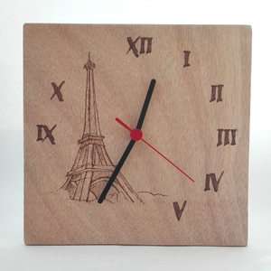 Ξύλινο ρολόι τοίχου "La Tour Eiffel" - ξύλο, ρολόι, διακόσμηση, decor, τοίχου, δώρα γάμου, ξύλινο, πρωτότυπα δώρα, ξύλινα διακοσμητικά, ρολόγια