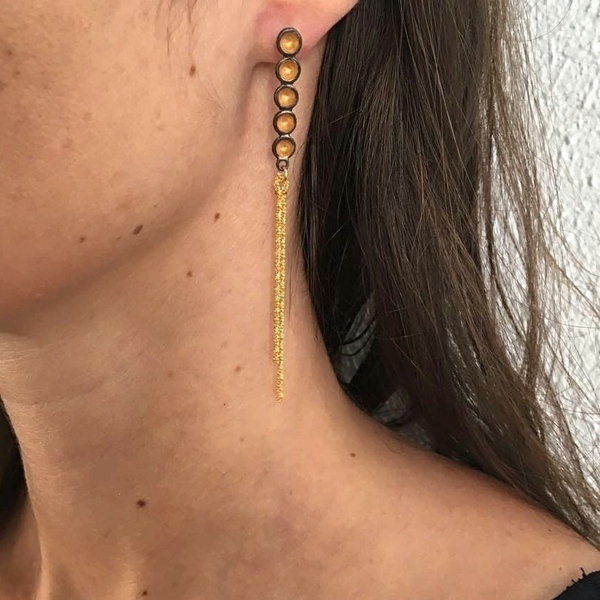 Iris Earrings - ασήμι, αλυσίδες, χρωματιστό, επιχρυσωμένα, ασήμι 925, σμάλτος, χειροποίητα, μακριά - 2