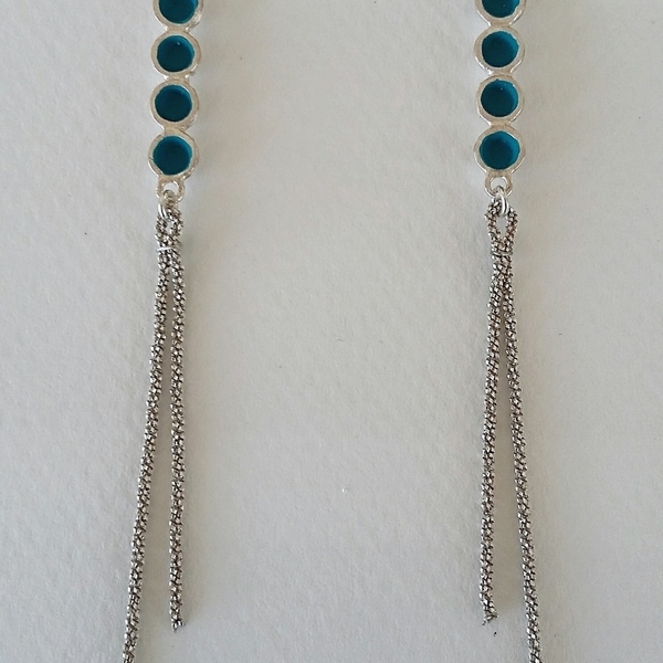 Iris Earrings - ασήμι, αλυσίδες, χρωματιστό, επιχρυσωμένα, ασήμι 925, σμάλτος, χειροποίητα, μακριά - 3