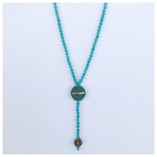 Turquoise Howlite Neclace - handmade, κερωμένα κορδόνια, μοναδικό, χαολίτης, μακρύ, κολιέ, χειροποίητα, boho - 4