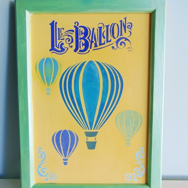 Πίνακας 'Χαρούμενα αερόστατα!' - πίνακες & κάδρα, αγόρι, αερόστατο, χειροποίητα, παιδικό δωμάτιο, παιδική διακόσμηση, βρεφικά, δώρα για παιδιά, για παιδιά, παιδικά κάδρα