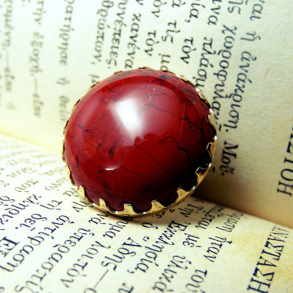 " Red Passion Jasper " - Χειροποίητο επίχρυσο δαχτυλίδι με Ίασπι! - statement, ημιπολύτιμες πέτρες, ημιπολύτιμες πέτρες, chic, handmade, βραδυνά, fashion, vintage, κλασσικό, design, ιδιαίτερο, μοναδικό, μοντέρνο, γυναικεία, επιχρυσωμένα, επιχρυσωμένα, ορείχαλκος, sexy, ανοιξιάτικο, donkey, χειροποίητα, romantic, απαραίτητα καλοκαιρινά αξεσουάρ, must αξεσουάρ, κλασσικά, γυναίκα, unisex, unique, boho, ethnic, αυξομειούμενα - 4
