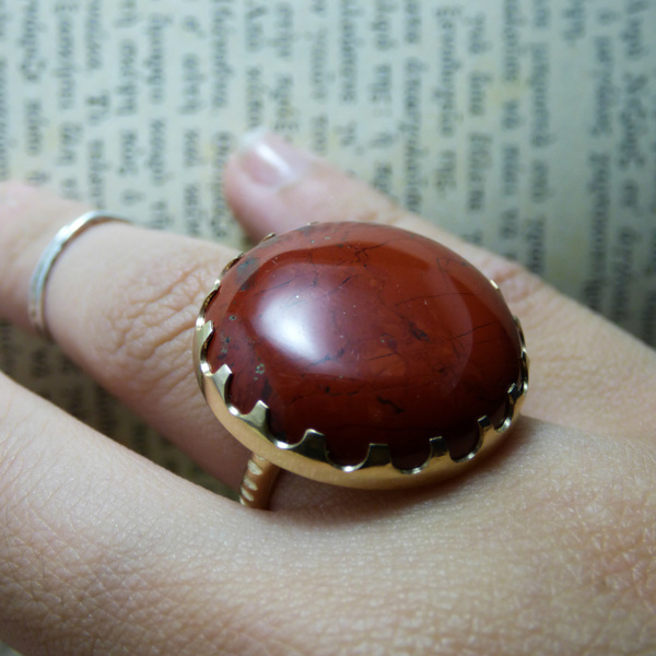 " Red Passion Jasper " - Χειροποίητο επίχρυσο δαχτυλίδι με Ίασπι! - statement, ημιπολύτιμες πέτρες, ημιπολύτιμες πέτρες, chic, handmade, βραδυνά, fashion, vintage, κλασσικό, design, ιδιαίτερο, μοναδικό, μοντέρνο, γυναικεία, επιχρυσωμένα, επιχρυσωμένα, ορείχαλκος, sexy, ανοιξιάτικο, donkey, χειροποίητα, romantic, απαραίτητα καλοκαιρινά αξεσουάρ, must αξεσουάρ, κλασσικά, γυναίκα, unisex, unique, boho, ethnic, αυξομειούμενα - 5