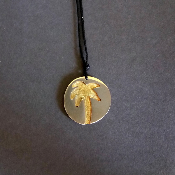 _palm tree necklace 3D - χειροποίητο κολιέ με σχέδιο φοίνικα - handmade, καλοκαιρινό, μοναδικό, ορείχαλκος, αλπακάς, δέντρα, μακραμέ, κολιέ, κορδόνια, χειροποίητα, summer, boho, κρεμαστά - 2